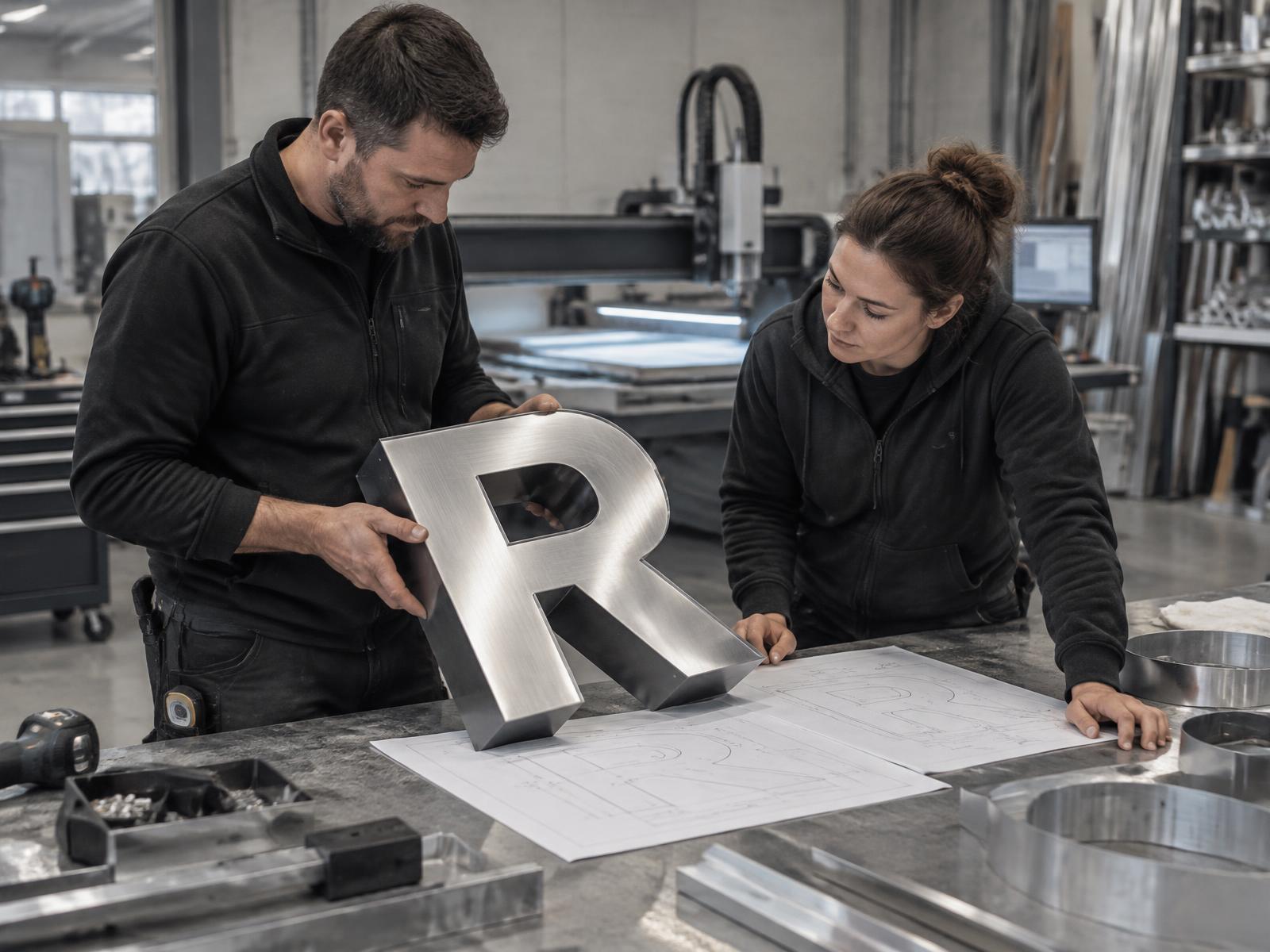 Profesionales revisando una letra corpórea